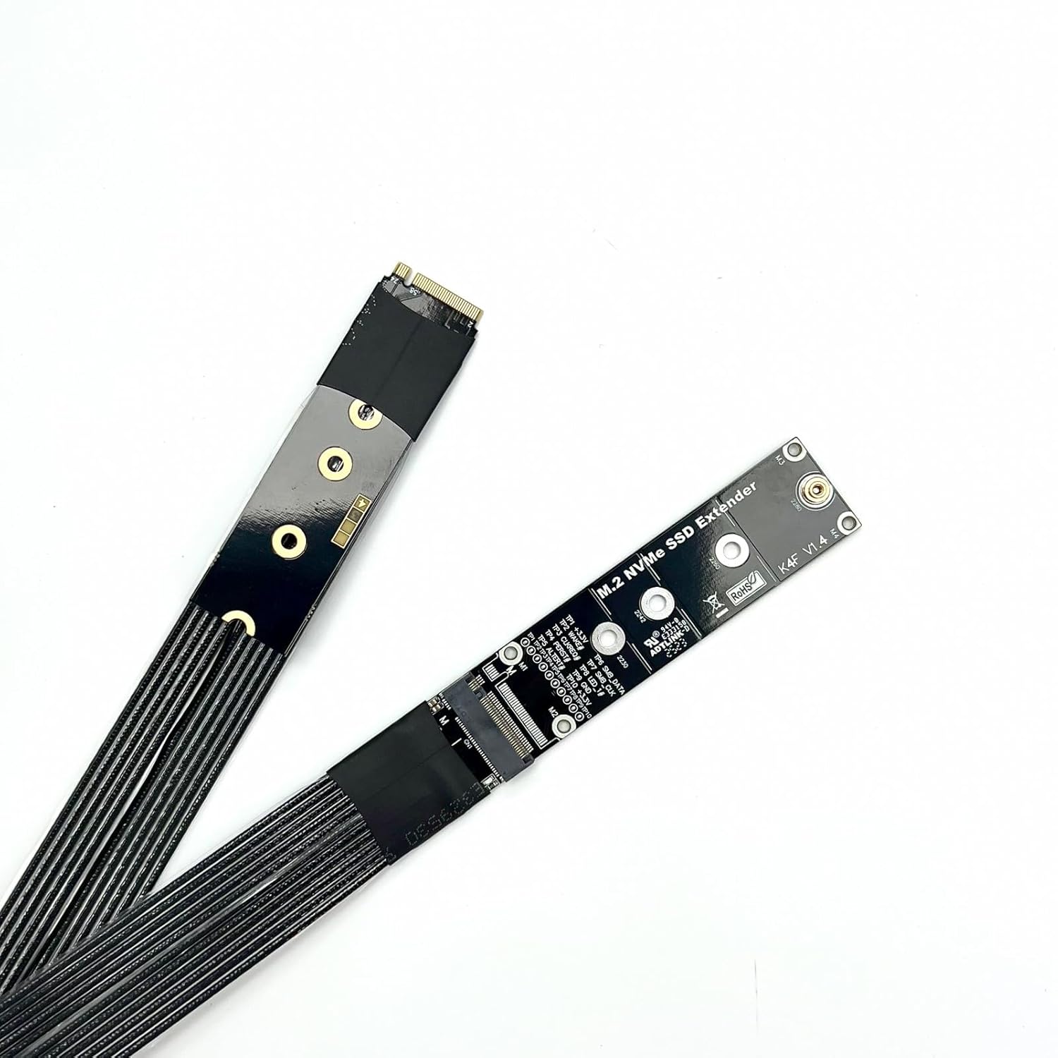 ADT-Link NGFF M-Key NVME Male to Female Extension PCI Express Cable Gen 5.0 for Mainboard SSD 2230/2242/2260/2280 (K44SF-BK(Gen5), 15cm)