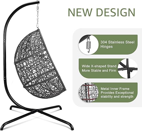 Miniatura 5 de NICESOUL Silla giratoria para huevos, jaula de pájaros, silla nido de pájaros con soporte, cómodo cojín para interiores y exteriores, ratán con