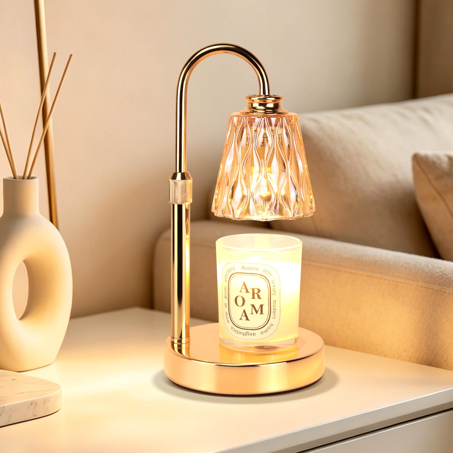 Paryou Candle Warmer Lamp with Dimmer - Electric Candle Lamp with Timer for Jar Candles Scented Candles with 2 Bulb