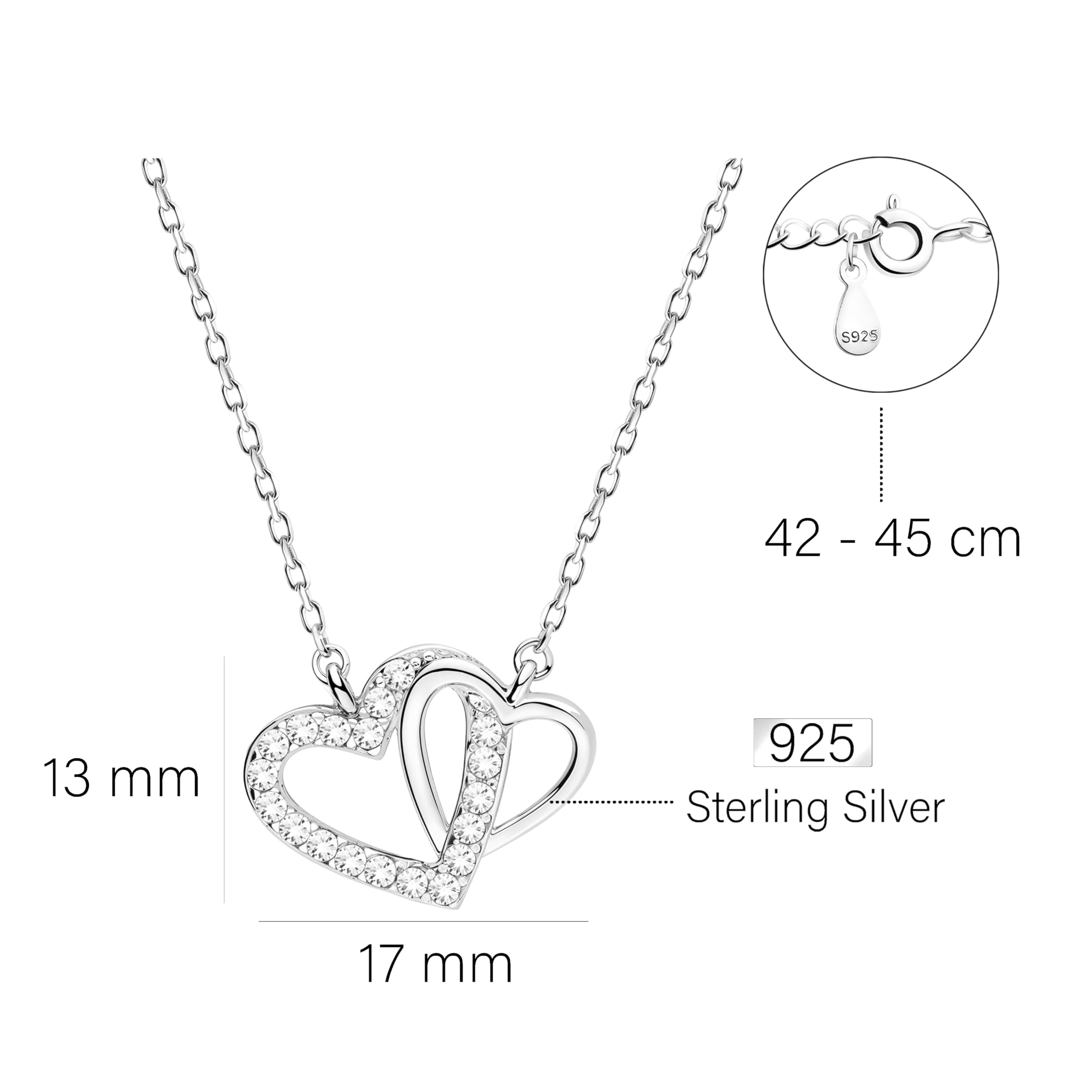 Sofia Milani - Collana da Donna in Argento 925 - con Pietra Zircone - Ciondolo a Cuore - 50300