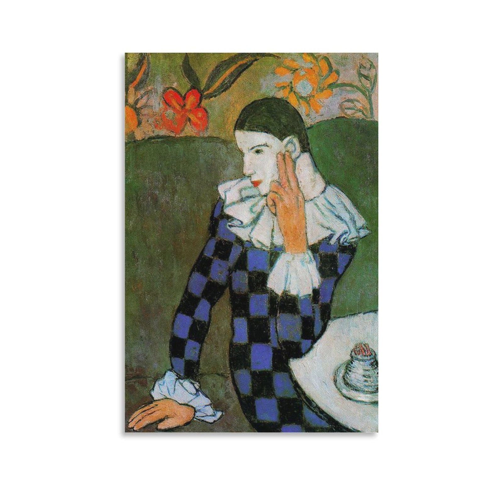 Pablo Prints Picasso Harlequin Leaning 1901 Prints Posters Canvas Wall Art Oil Paintings Deco Unframed 12x18inch