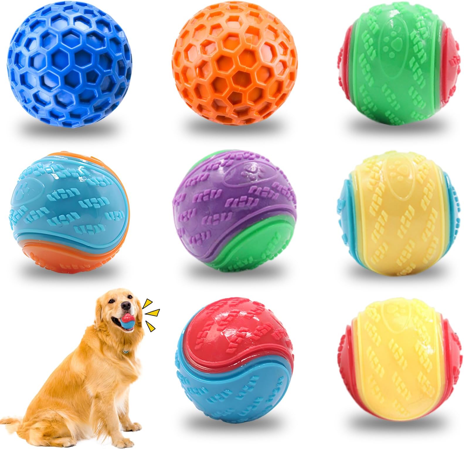 4 PCS Small Squeaky Dog Balls Set, Durable Interactive Dog Toys Fun Squeaky Balls for Dogs, Training Interactive Toys for Dogs Suitable for Relieves Boredom and Training