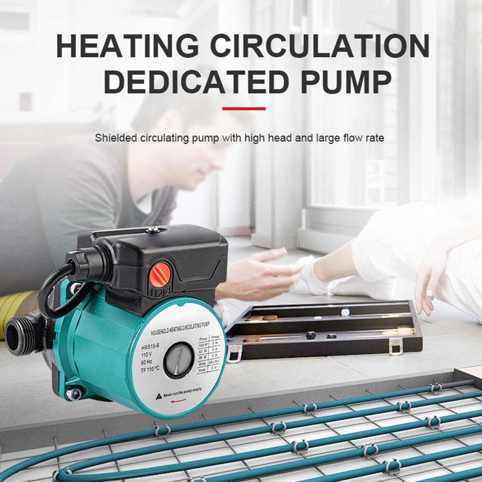 Pompa di Ricircolo Acqua Calda NPT 3 4 Pollici 65L 6m 3 velocità Adattatore per Pompa di Circolazione HVAC per Caldaia Solare (Spina europea 220 V)