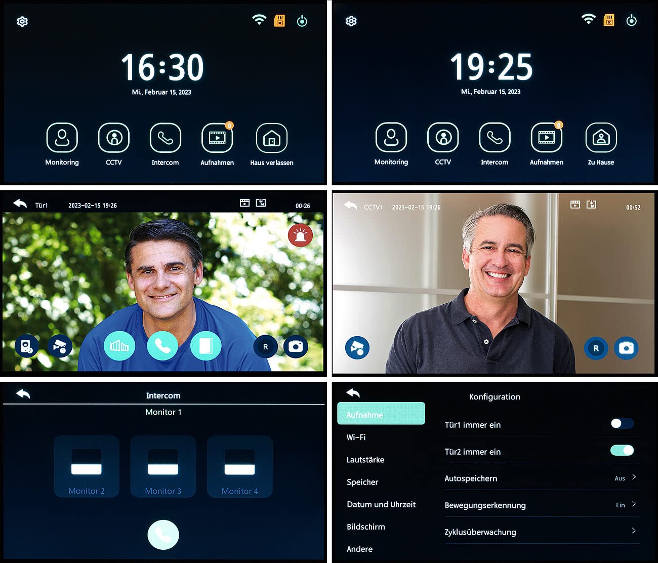 Somikon Videoklingel: Full-HD-Video-Türsprechanlage mit 17,8-cm-Touchscreen (7"), WLAN, App (Türsprechanlage mit Kamera, Videosprechanlage, IP)