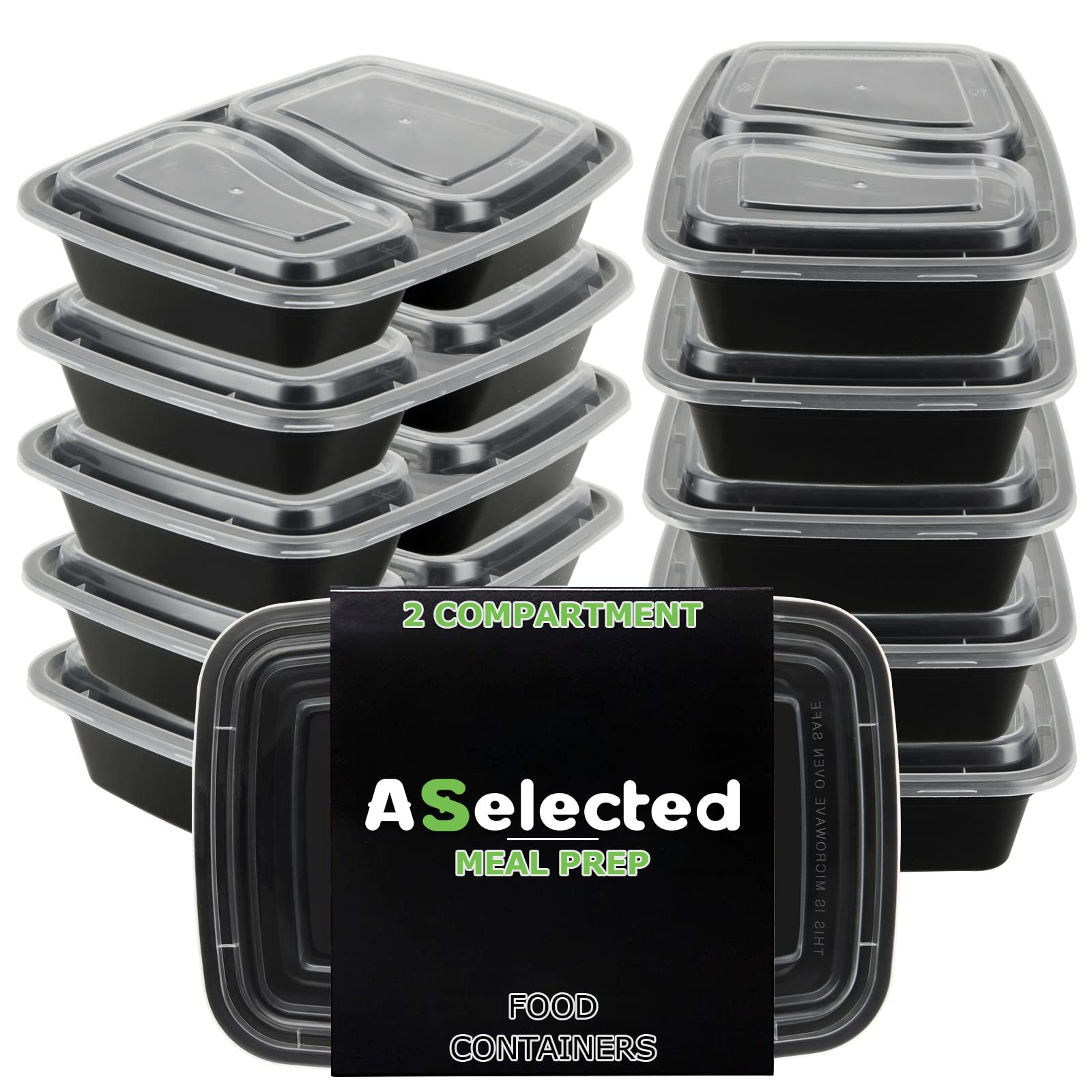Buy ASelected 25 Pack 2 Compartment Meal Prep Containers Reusable, BPA