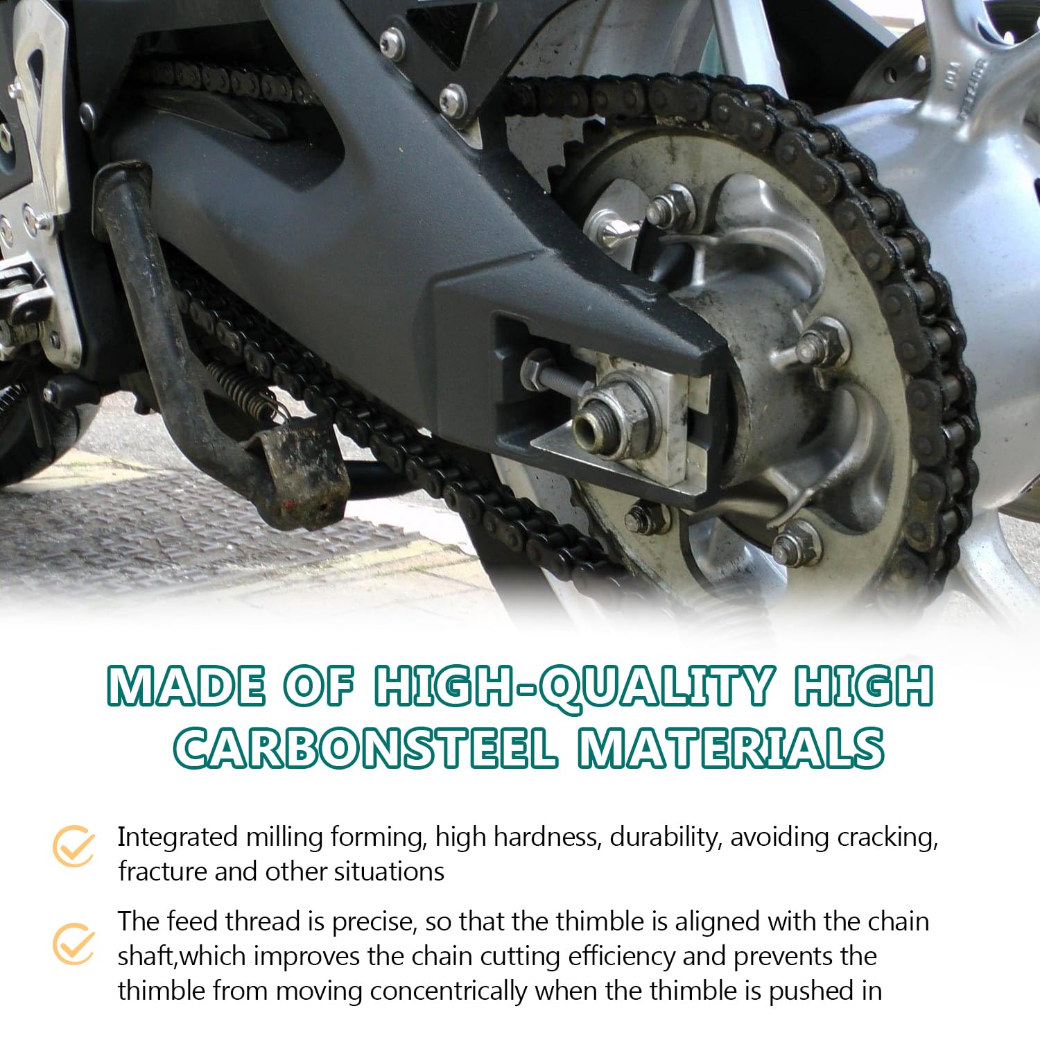 13 Piezas Kit Herramientas Cadena Bicicleta Moto, Remachadora Cadena Moto y Tronchacadenas Moto Kit de Reparación - Juego de Accesorios Completo para Mantenimiento con Estuche de Transporte - 4