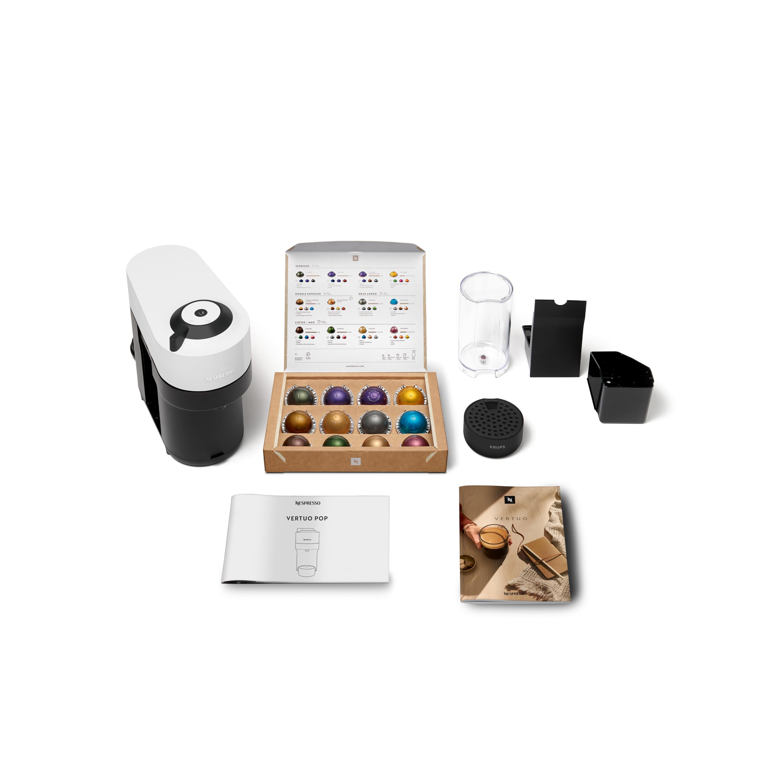 Nespresso Krups Vertuo Pop Kaffeekapselmaschine 560 ml automatische Kapselerkennung One-Touch-System 4 Tassengrößen Coconut White