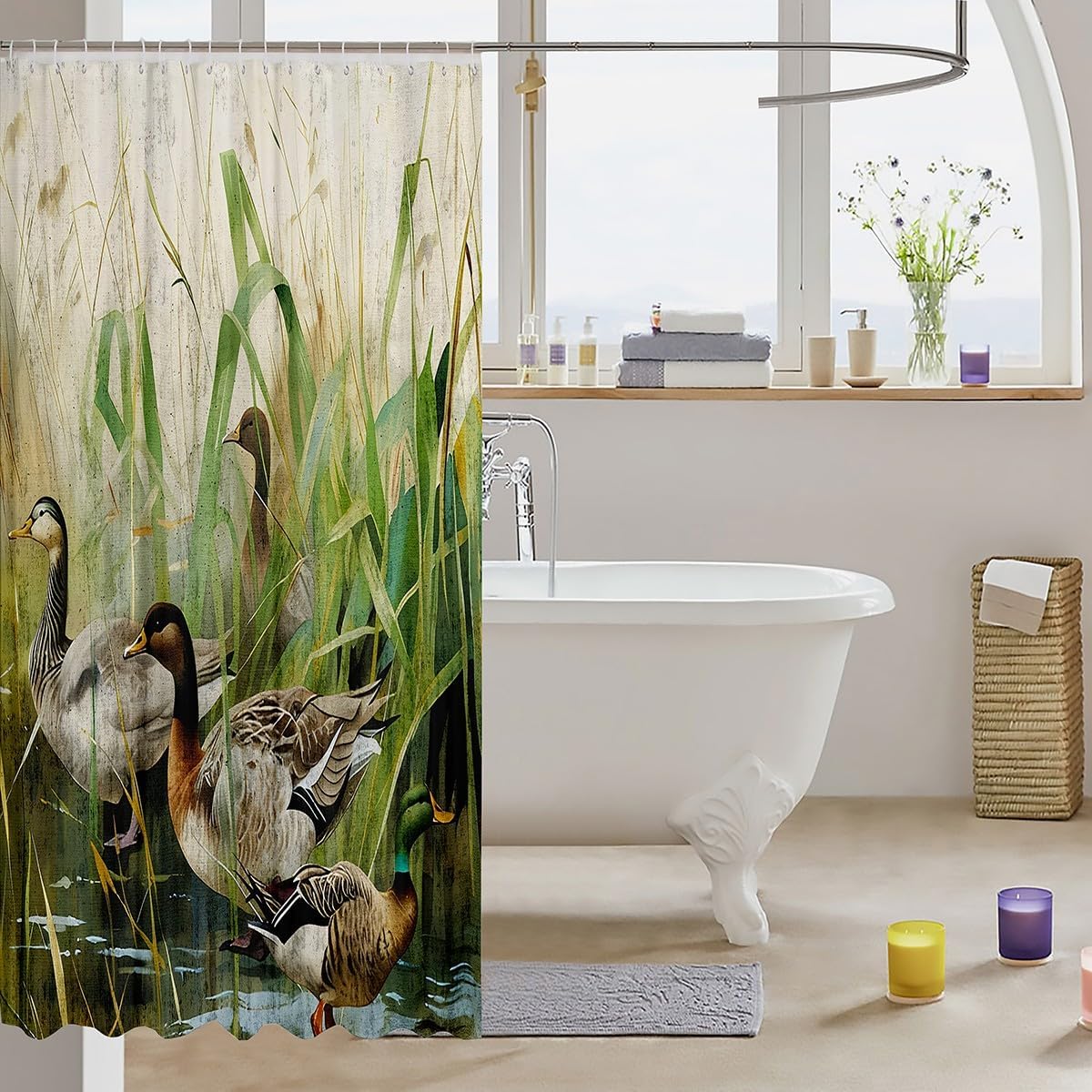 Feelyou Mallard Duck Shower Curtain Set 72"x72" for Bathroom Kids image 3