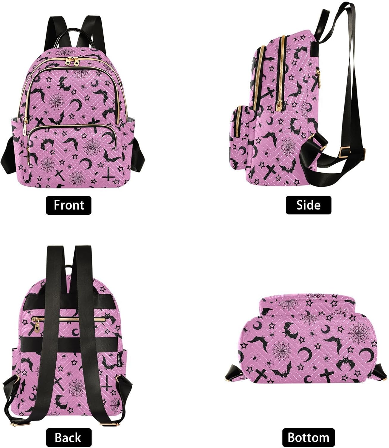 Mini Backpack Bats Crosses Stars Gothic Fashion Backpack Purse for Women,Handbag Shoulder Bag Casual Daypack, Ladies Gift for College Work (S) - Image 2