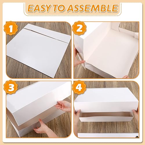 Miniatura 4 de Paquete de 10 cajas de pastel de 19 x 14 x 4 pulgadas, cajas de cartón para tartas, cajas rectangulares grandes para pasteles, caja de repostería de