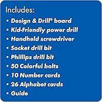 Vista 9 de Educational Insights Design & Drill ABCs & 123s - Juguetes de construcción y herramientas para niños pequeños, juego de herramientas para niños