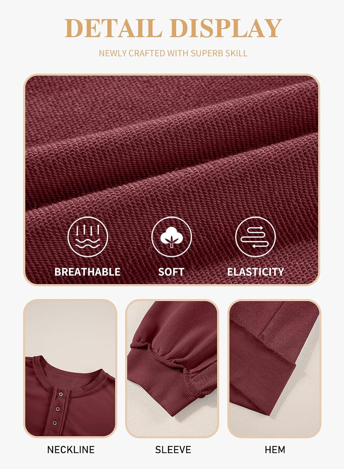 Eytino Women's Plus Size Sweatshirts Button Henley Neck Casual Long Sleeve Oversized Pullover Tops Shirts(1X-5X)