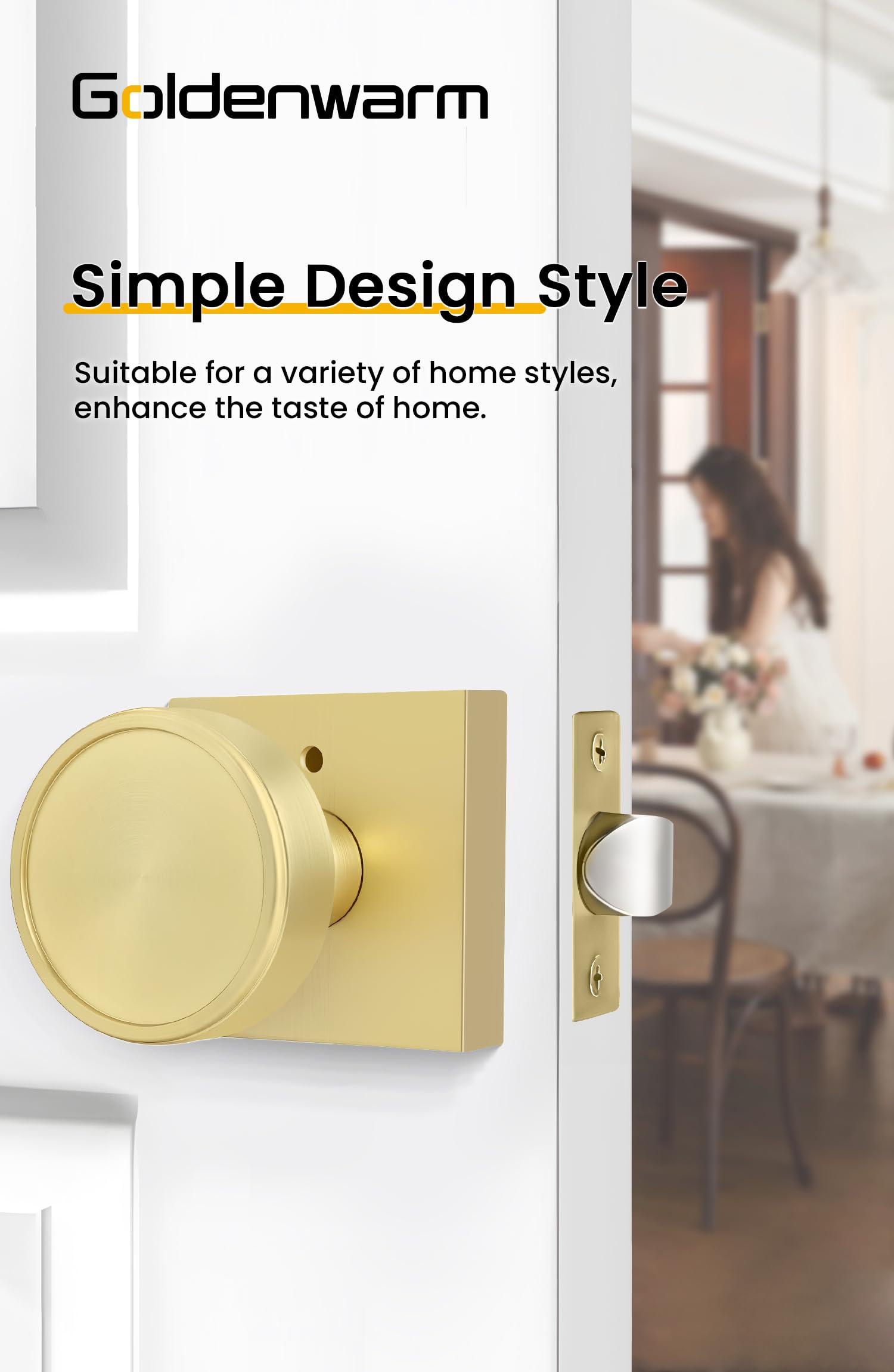 Brushed Gold Door Knobs - 6 Pack Privacy Knobs -2