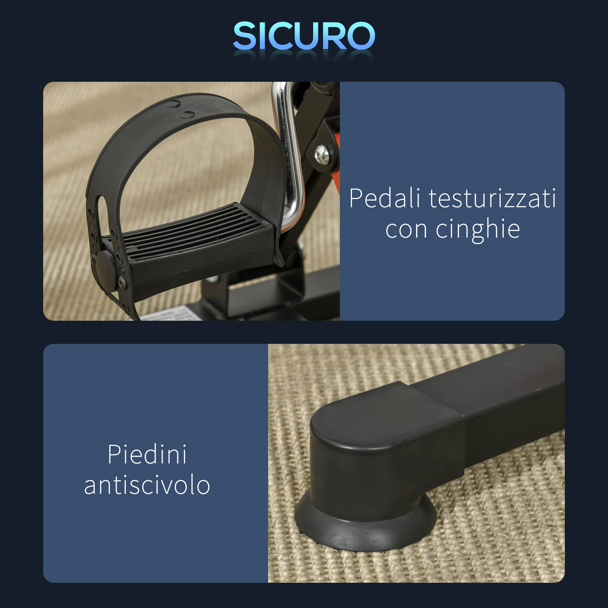 HOMCOM Mini Cyclette per Riabilitazione con Altezza e Resistenza Regolabile e Display LCD, in Acciaio e ABS, Nera e Rossa