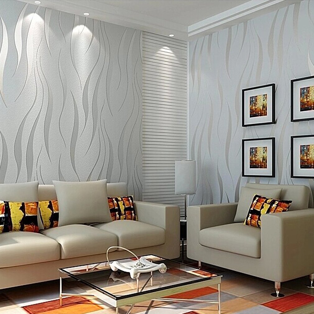 Modern Non-Woven 3D Wallpapers, Pattern Environmental Protection Wallpaper for Bedroom, Living Room, Kitchen and Bathroom Walls (Roll Size 0.53X10M, Gray)