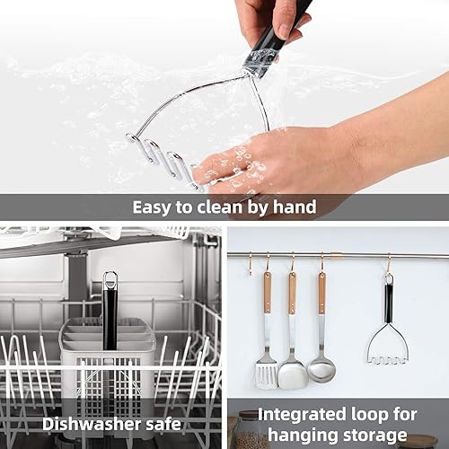 Miniatura 5 de Triturador de papas, gran herramienta de cocina de acero inoxidable resistente, triturador de alambre de metal profesional para frijoles, aguacate