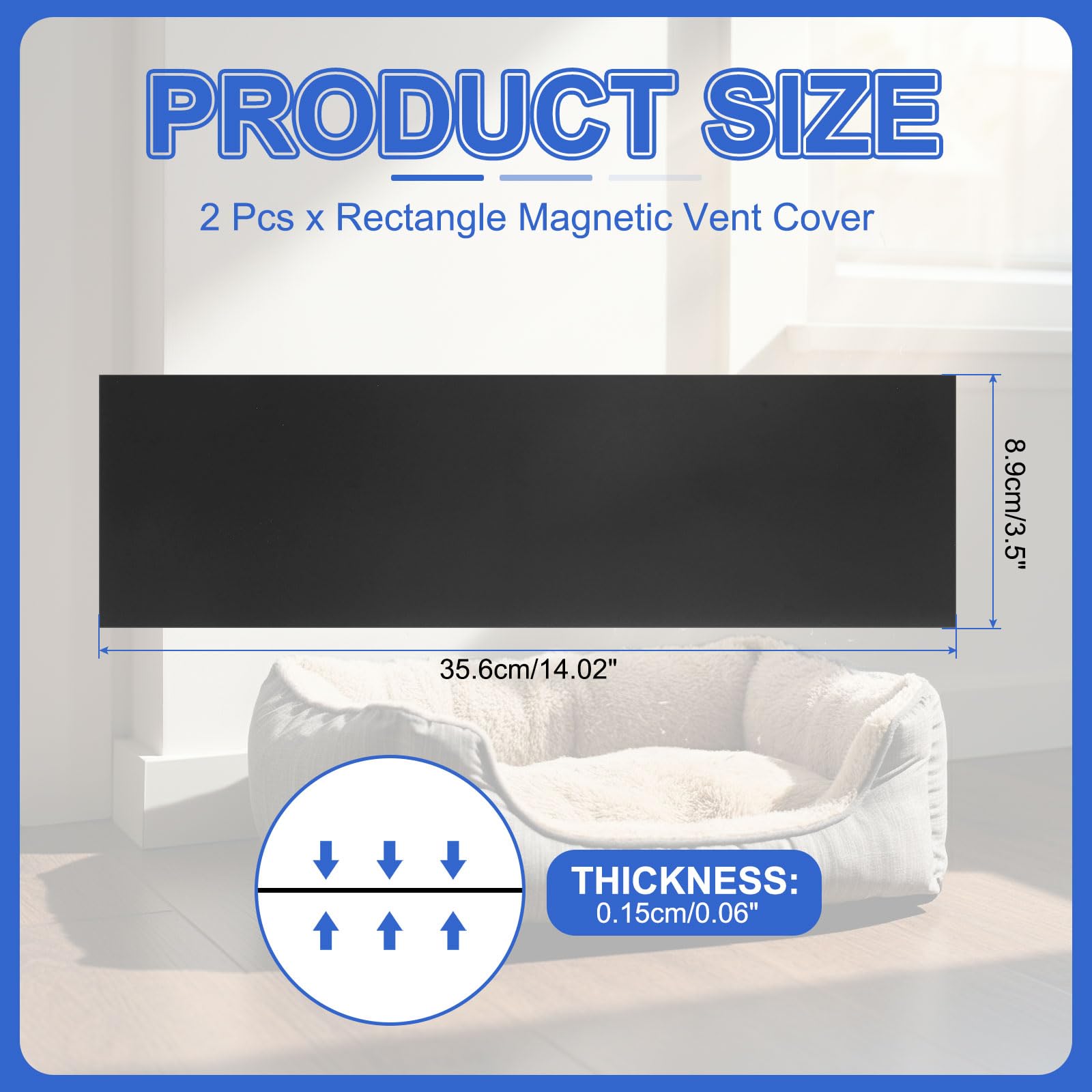 PATIKIL Rectangle Magnetic Vent Covers 14x3.5 Inch, 2 Pcs Floor Air Vent Blocker Covers Register Sound Proof Cover for Home Floor Wall Ceiling, Black - Image 2