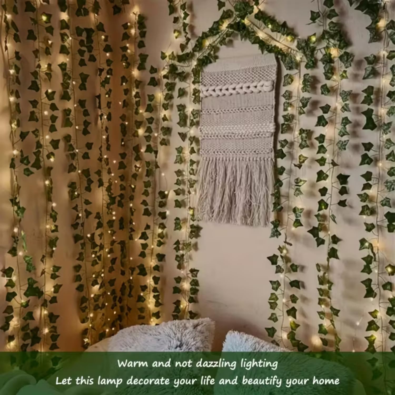 100 LED Ivy Vines Curtain String Lights, 9.8×3.2ft Fairy Lights | USB Powered, Artificial Leaf Light for Wall, Wedding, Party, Christmas Indoor Decorations
