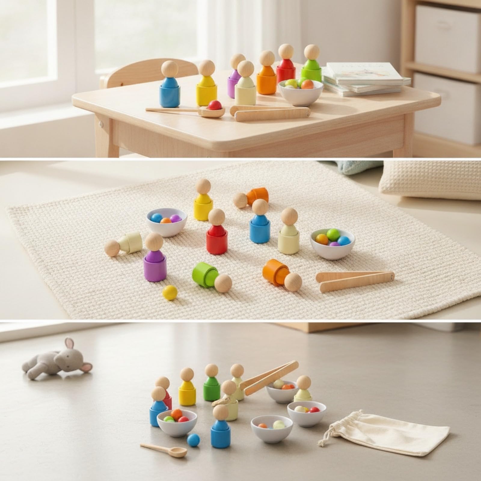 7 Piezas Juguete Child-Centered Clasificación y Emparejamiento Colores Preschool Juguete Child-Centered sarrollo