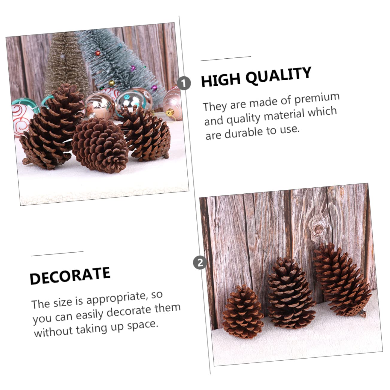 Cabilock 2 Sätze Getrocknete Tannenzapfen Würfelunterlage LEDs Leuchtmittel Weihnachtsbaum Dekoration Dekoringe Echter Tannenzapfen Natürliche Kiefernkugeln Kiefernzapfen 6 Stück * 2