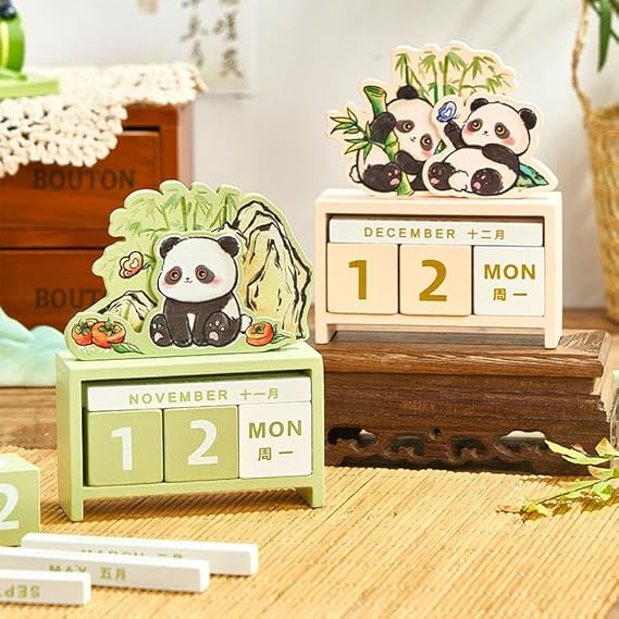 Wooden Universal Calendar Creative Reminder Desk Calendar Decoration Literary Dormitory Desktop Decoration Girl Dream Perpetual Calendar (style2)