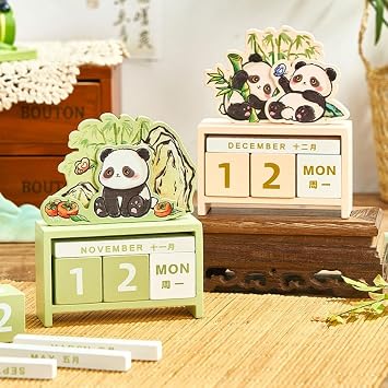 Wooden Universal Calendar Creative Reminder Desk Calendar Decoration Literary Dormitory Desktop Decoration Girl Dream Perpetual Calendar (style2)