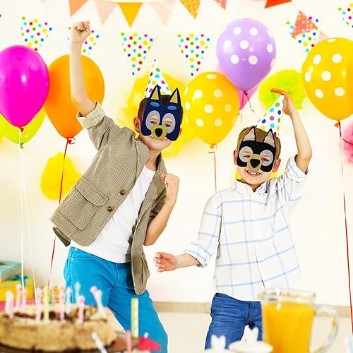 Miniatura 4 de YALARY Paquete de 21 máscaras de fieltro para perros cachorros, regalos de fiesta para niños, suministros de fiesta de cumpleaños temáticos de