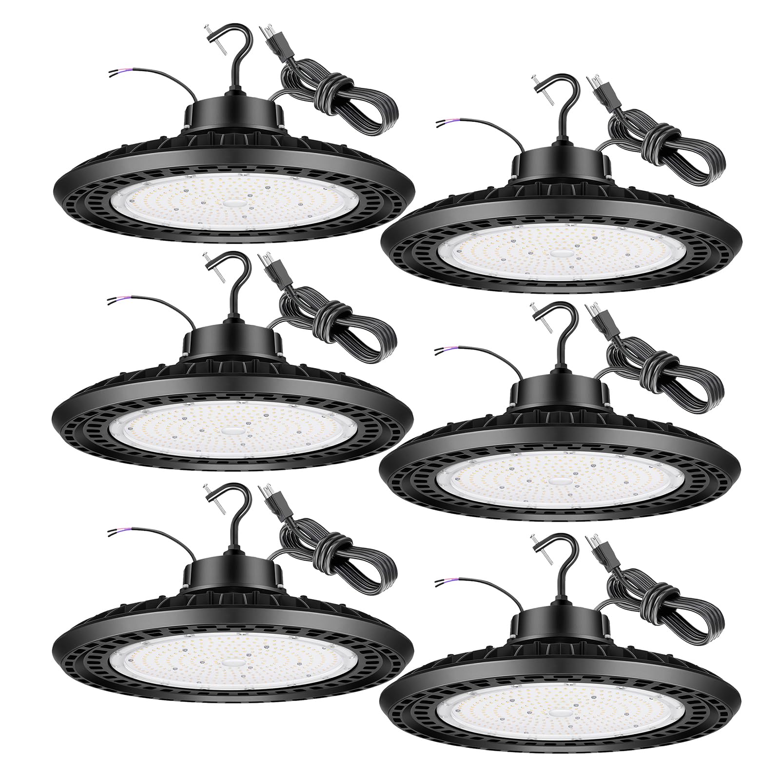 UFO LED High Bay Shop Lights 200W 6PACK 5000K for Warehouse Workshop