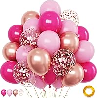 Vista 14 de Juego de 60 globos de color morado y blanco para cumpleaños de niñas, temática de princesa con confeti dorado, globos de látex de 12 pulgadas