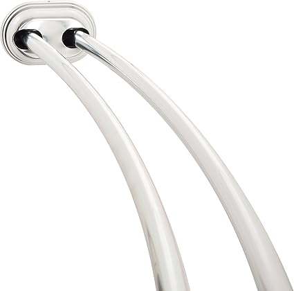 Zenna Home NeverRust Aluminum 50" To 72" Adjustable Curved Shower Curtain Rod Brushed Nickel