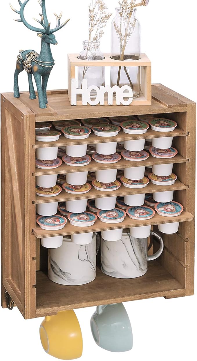 Wooden Coffee Pod Holders for KCups, Kcup Holders with 4 Cupholder