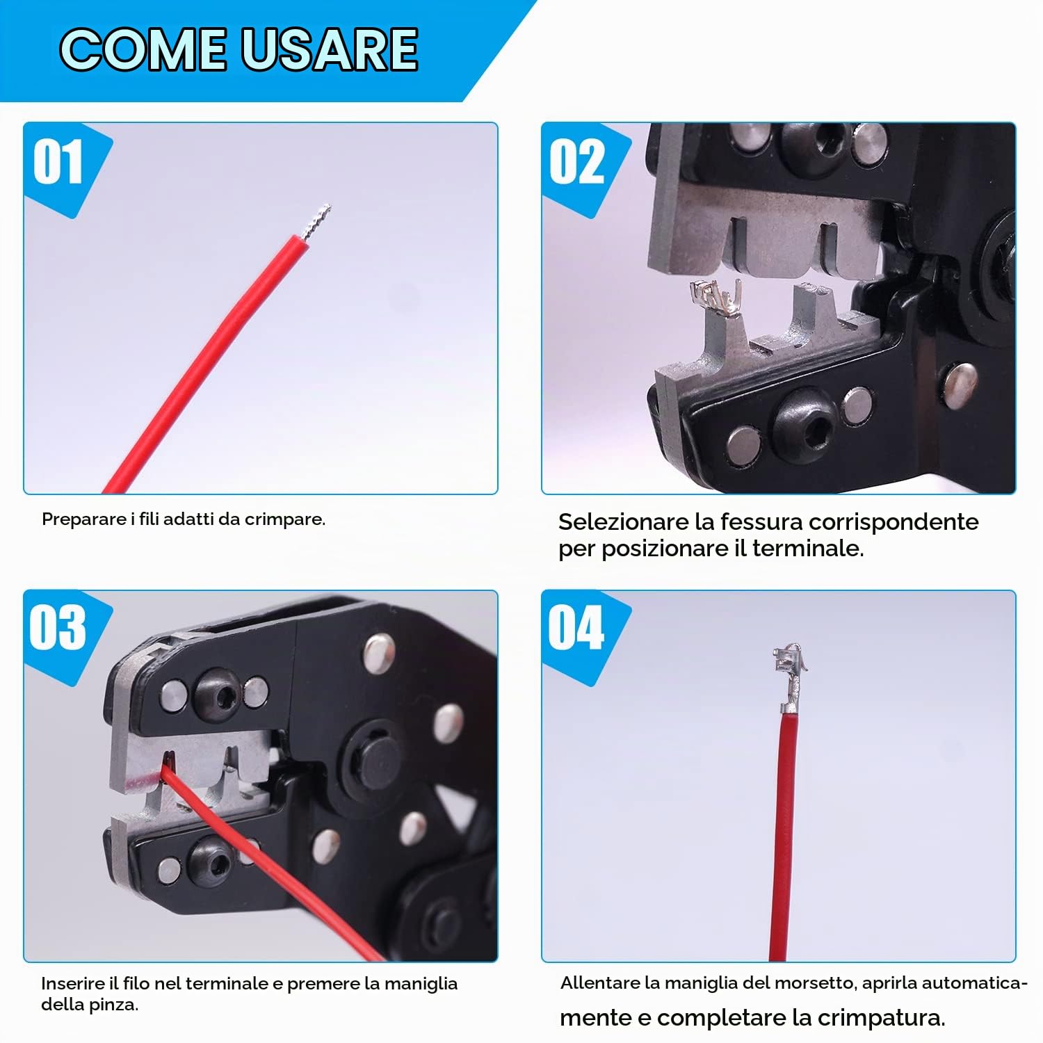 Taiss Strumento di prensamento JST, strumento di prensamento, prensatore JST, prensatore, per connettori JST XH 2.54 mm, PH2.0, D-sub terminale (0,08-0,5 mm 28-20AWG)
