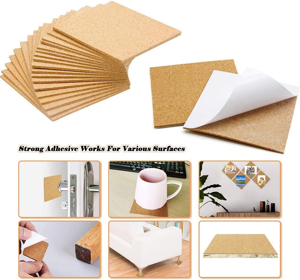 Onе-Dау Sаlе: Uр tо 60% оƒƒ 120Pcs Self Adhesive Cork Squares, MOTASOM 4 x 4 Inch Strong Cork Adhesive Sheets, Reusable Cork Board Cork Backing Sheets, Mini Wall Cork Tiles Mat for Coasters and DIY Crafts