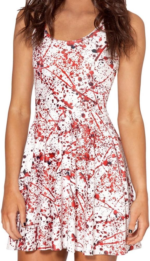namnoishop Dress Women Blood Splatter Skater Pleated Sundress
