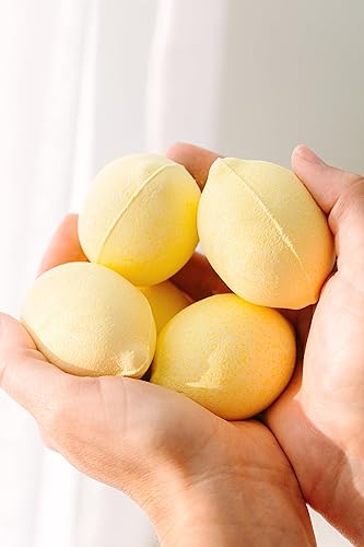 Miniatura 7 de Bombas de baño de limón para mujer, juego de 5 bombas de baño naturales, accesorios de bañera para mujer, en forma de limón, accesorios de baño y