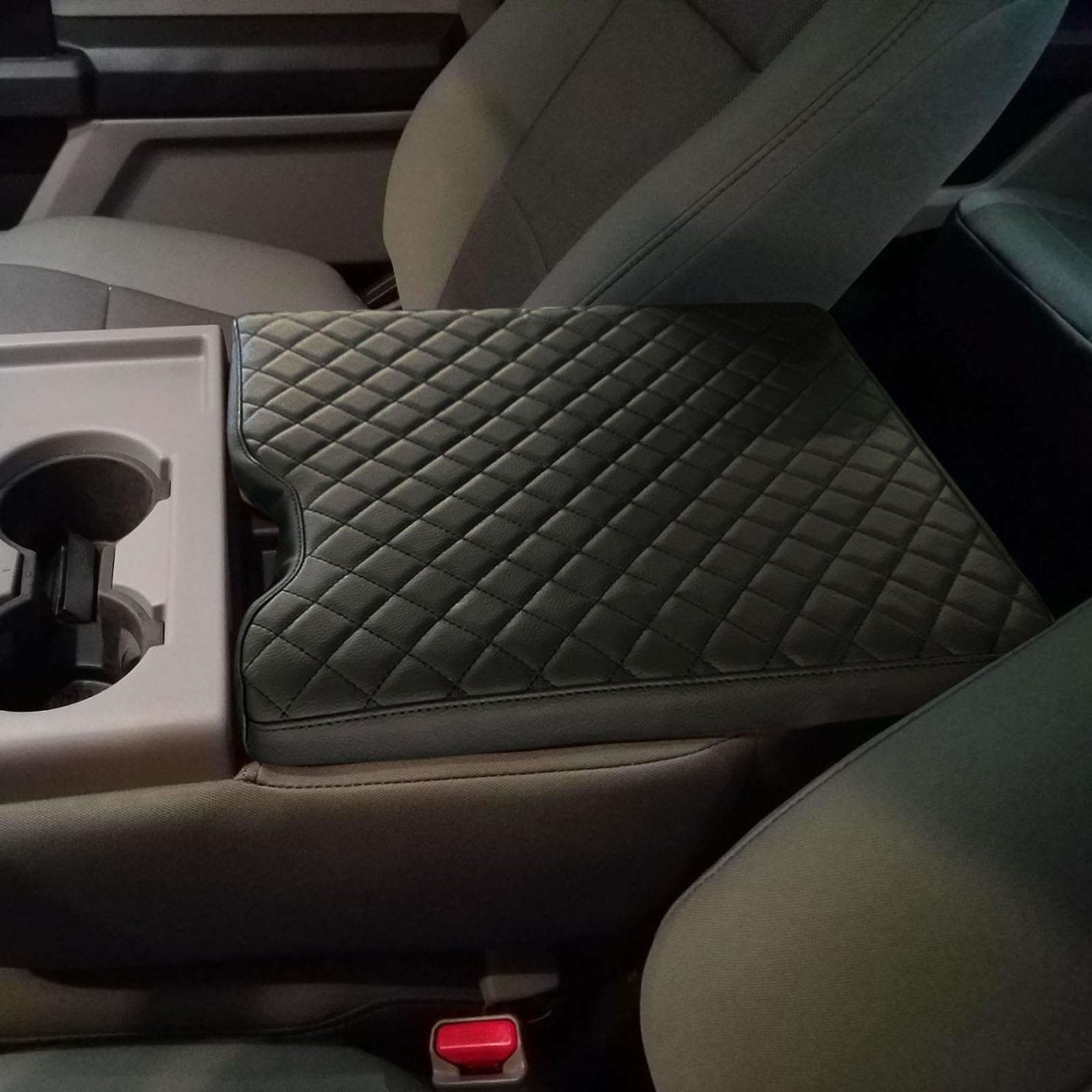 Zxiaochun Center Console Cover for Ford F150 2015-2026/F250 F350 F450 2017-2026 Leather Arm Rest Box Lid Middle Console Cover Armrest Box Protective Cover Accessories(40/20/40 Jump Seat Console Only)