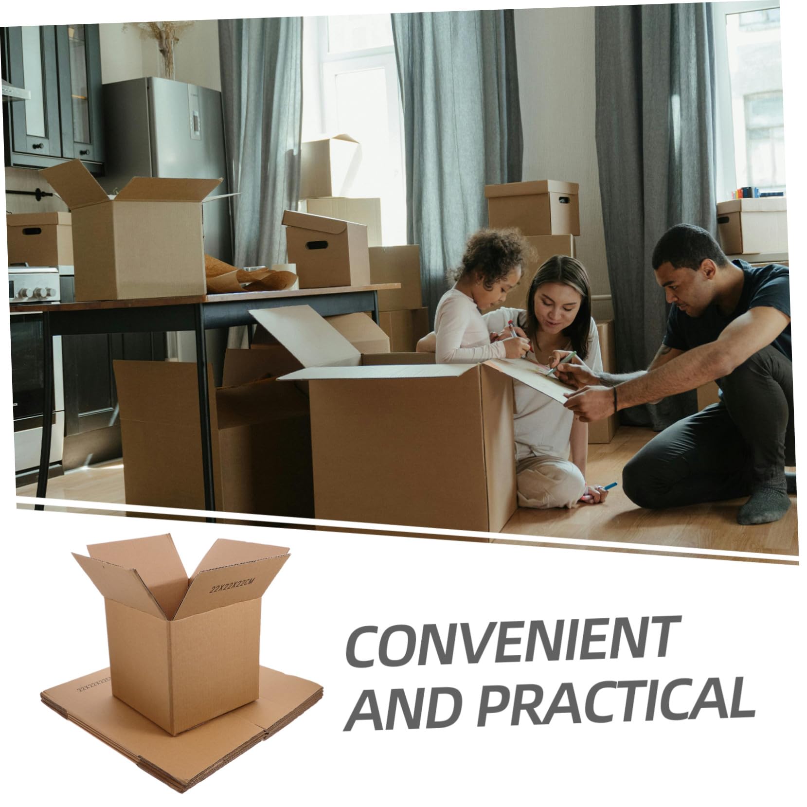 TEHAUX 5stücke Mittlere Umzugskartons Quadratische Packwürfel für Versand Extra Stabile Verpackungskartons aus Robustem Mehrschichtkarton