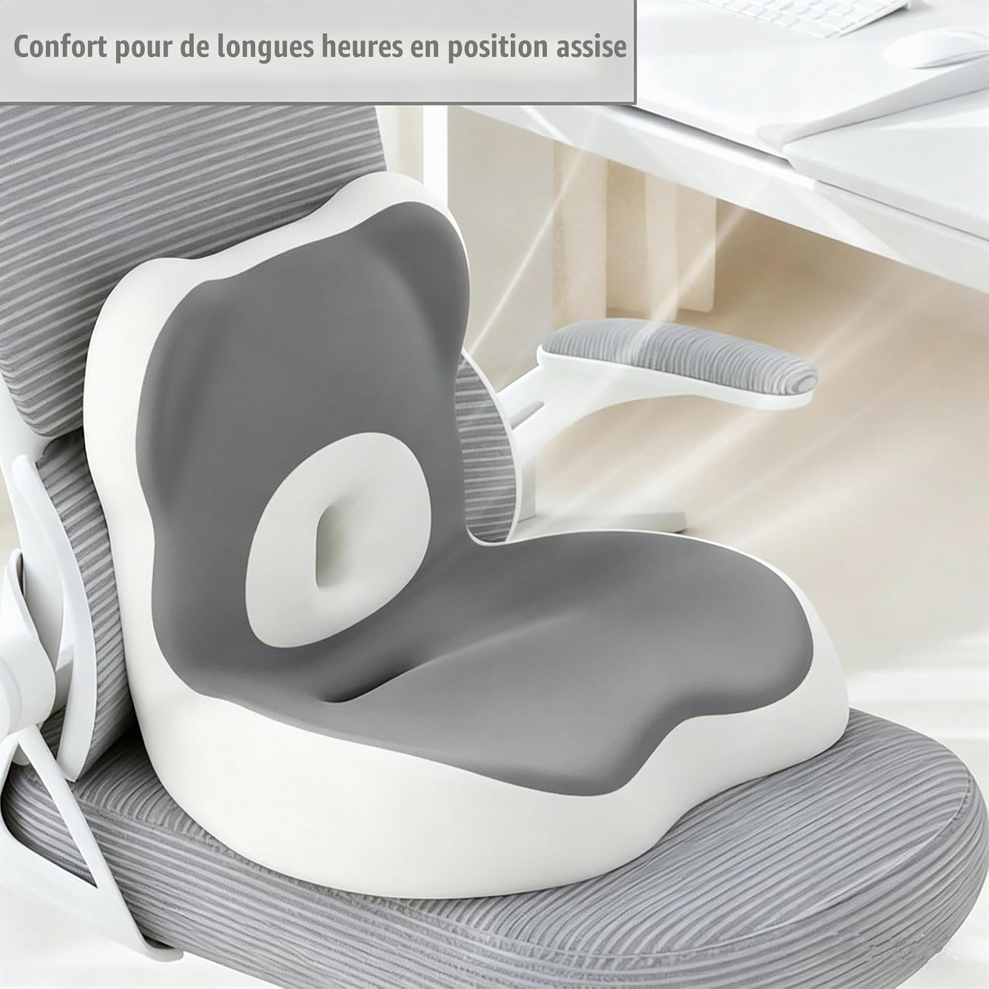 Coussin d'assise orthopédique avec Dossier, Grand Coussin d'assise Ergonomique en Mousse à mémoire de Forme, Coussin de Coccyx Confortable pour la Maison, la Voiture, Le Fauteuil Roulant et