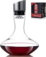 VnoPerito Hand-Blown Lead-Free Crystal Wine Decanter with Built-in Aerator, Filter & Pourer - Fast Red Wine Carafe Gift for Men