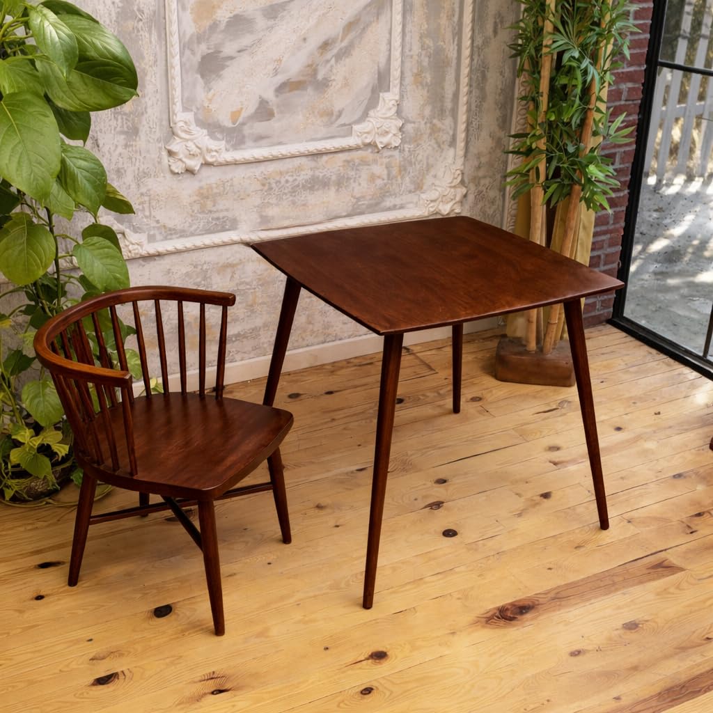 28x28 inch Square Sheesham Wood 4 Seater Dining Table Only for Dining Room | Wooden Only Dining Table Without Chairs for Home & Kitchen (Walnut, 28x28x30 in Square)-image-29