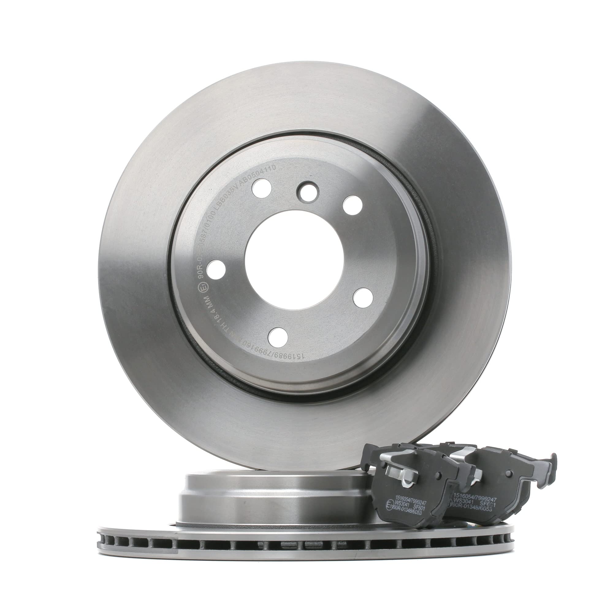 RIDEX 3405B0858 Juego para eje Kit de discos de freno y pastillas Trasero con clip de émbolo Compatible con BMW 5 Sedán E60