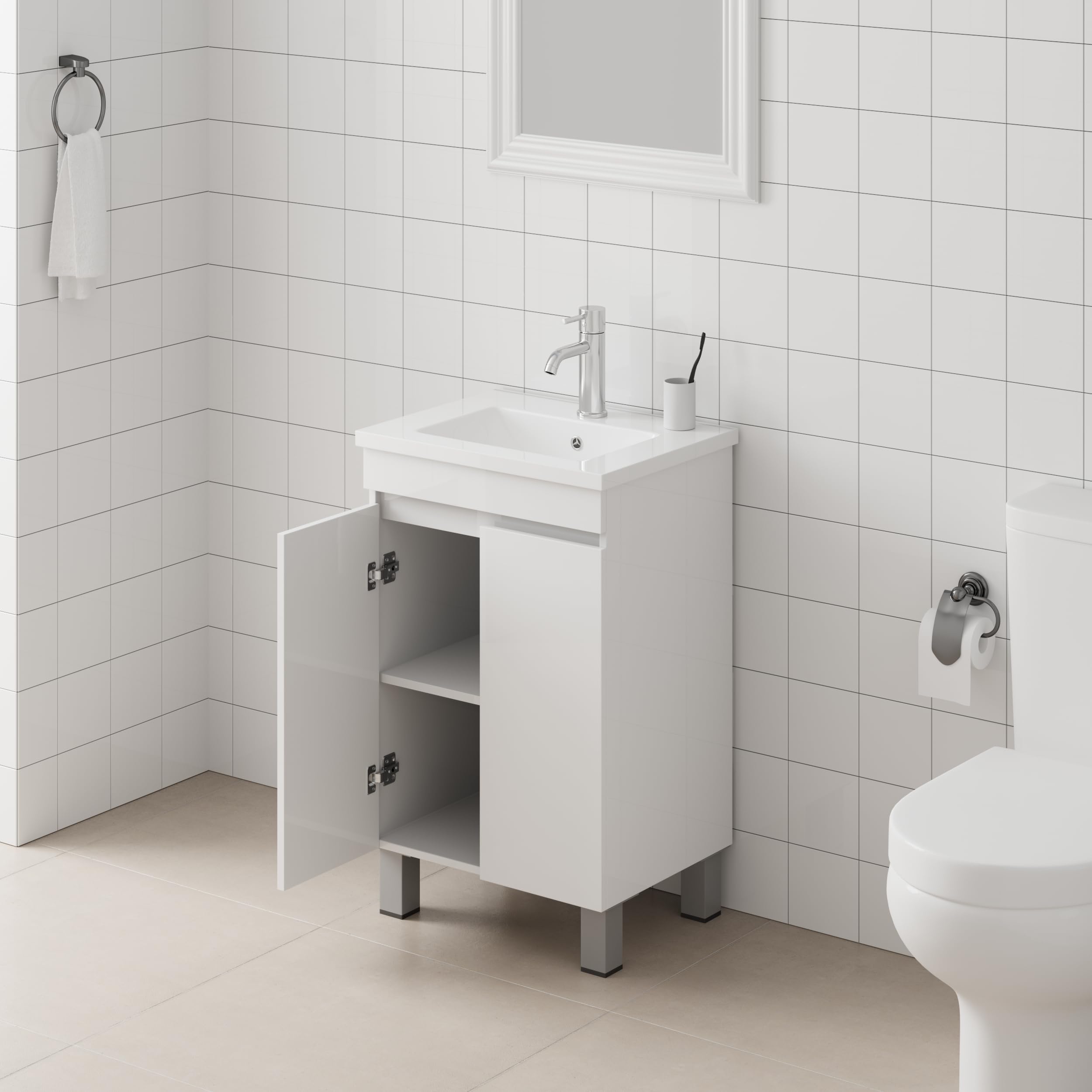 Amazon.com: Guxeei 20-inch Bathroom Vanity with Sink, Free Standing ...