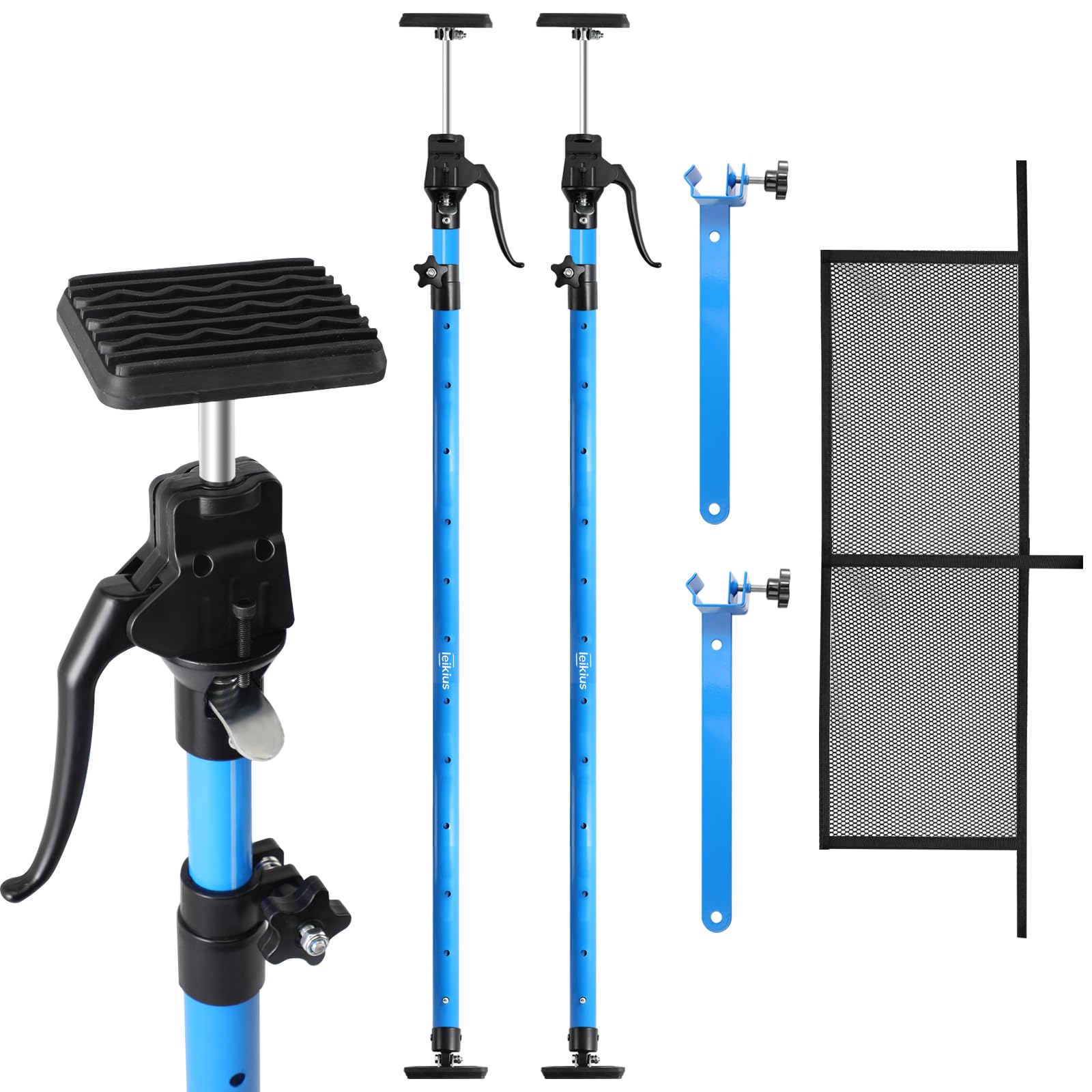 Leikius - Barras de carga ajustables de alta resistencia, paquete de 2, de 79 pulgadas, capacidad de 200 lb, antideslizantes, divisores para caja de camioneta, manija de aluminio, barra de carga para SUV, remolque, furgoneta, incluye 2 barras, 2 divisores y 1 red.