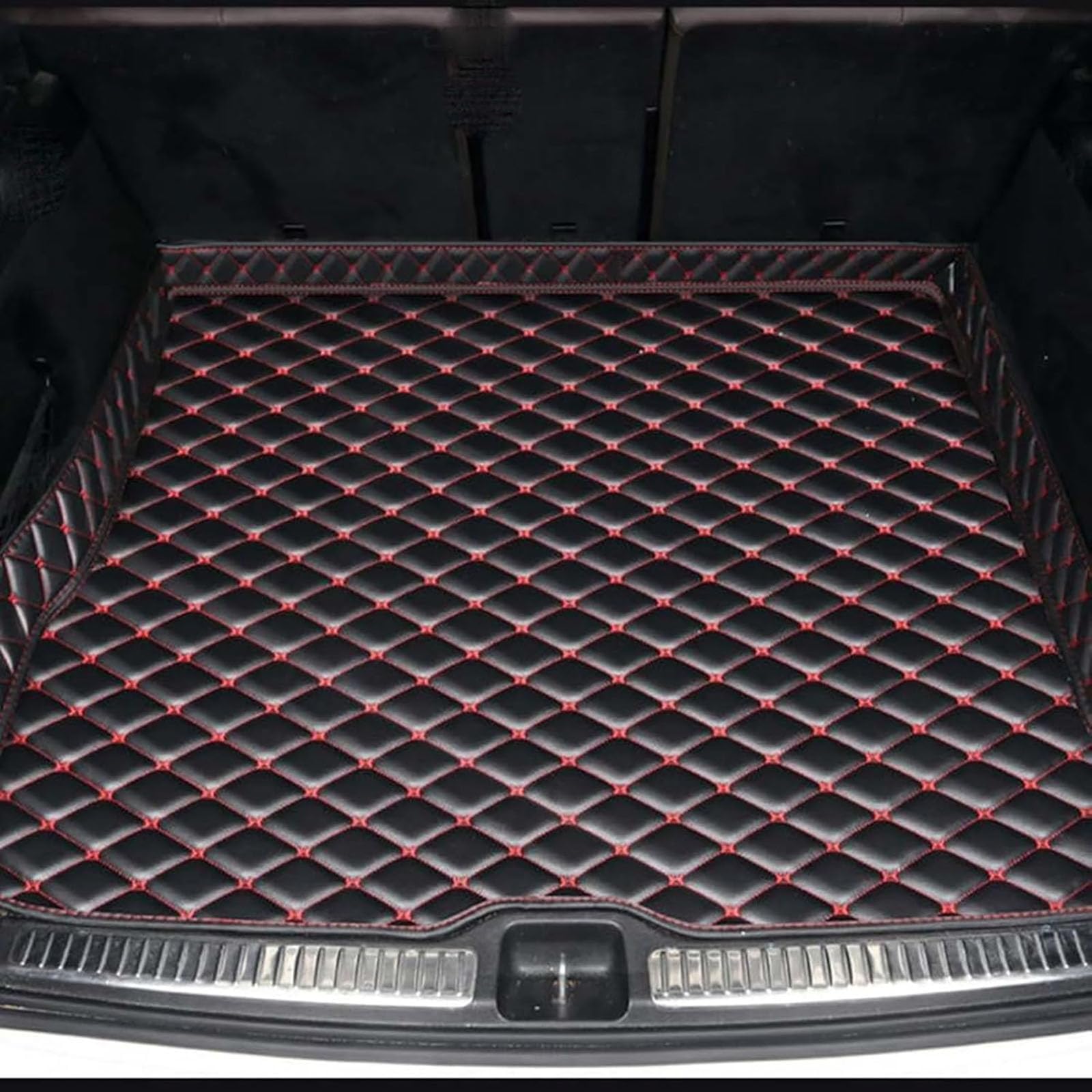 Fqjvisto C/Black-Red Tailored Ar Boot Mats For Mg Hs (Phev) 2018-2023, Leather Boot Mats Waterproof Non-Slip Liner Argo Arpets Protetor Tray Interior Aessories,