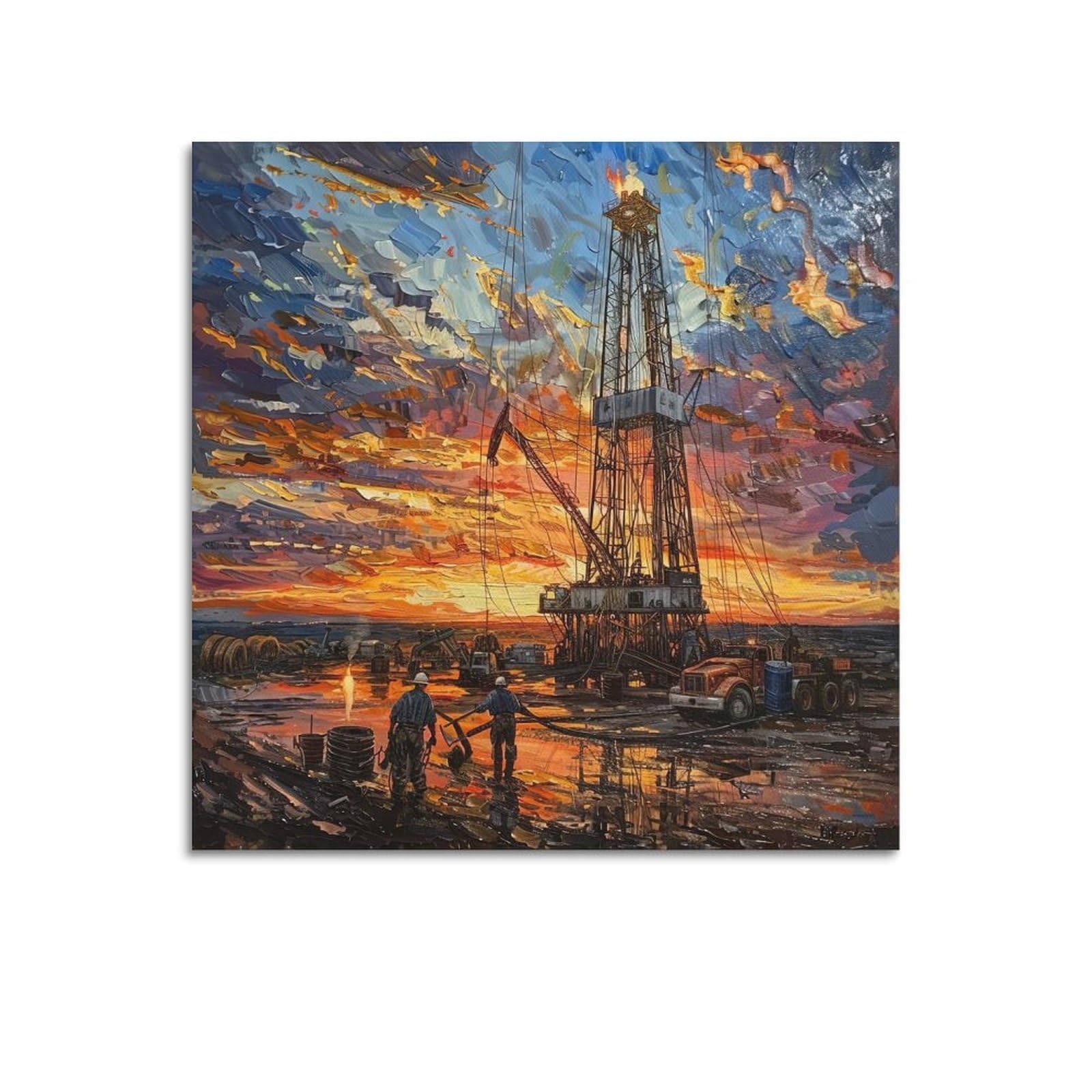 OKAHYS Vintage Poster Oil Extraction Artwork Decorative Painting Canvas Wall Artworks Picture 16x16inch(40x40cm)
