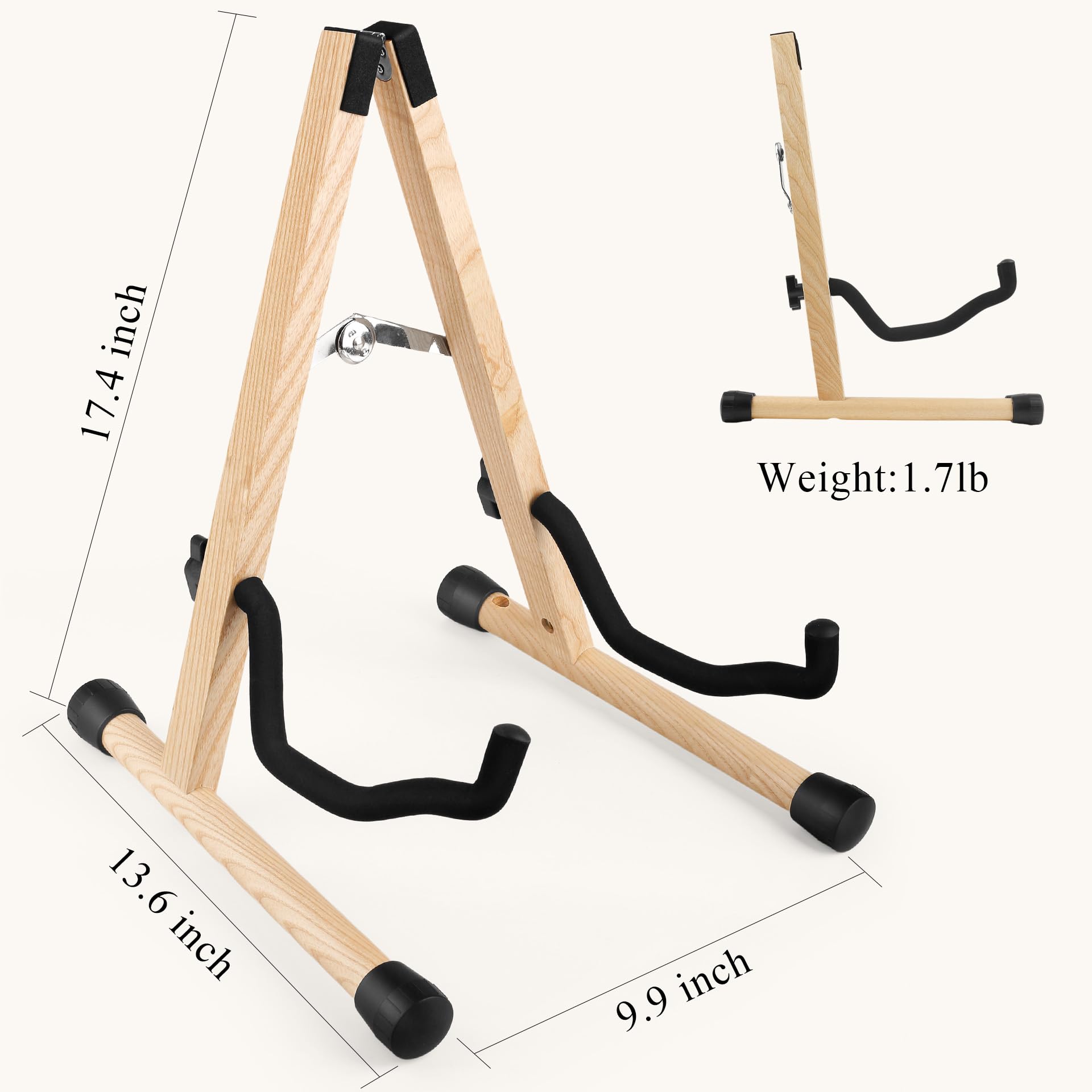 Cello-Ständer mit Bogenhalter, A-förmiger Holzfußständer mit gepolstertem Schaumstoff – Handgefertigte Halterung für 1/2, 3/4, 7/8, 4/4 (Vollgröße) Celli und Gitarren (Ashwood, Cello)