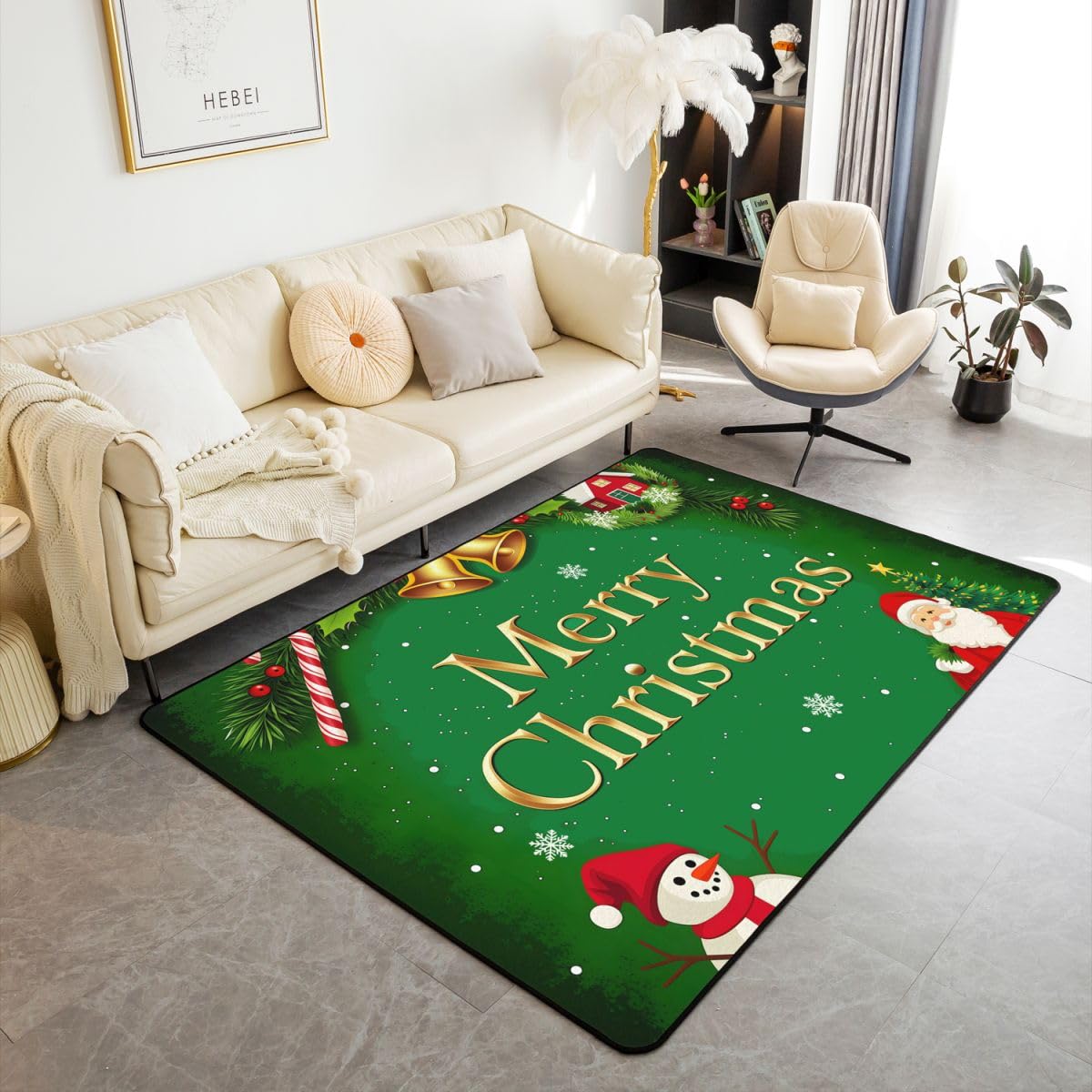 Tapis de Noël grand format pour créer un coin lecture festif dans la chambre
