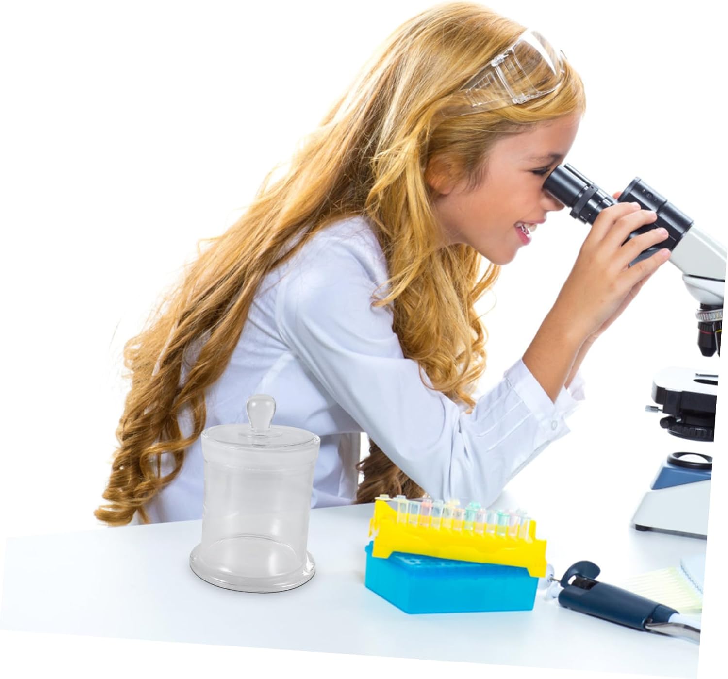 Zerodeko Glass Staining Jar Lid Round Laboratory Dyeing Tank Microscope Slide Storage Container for Sample Collection and Staining