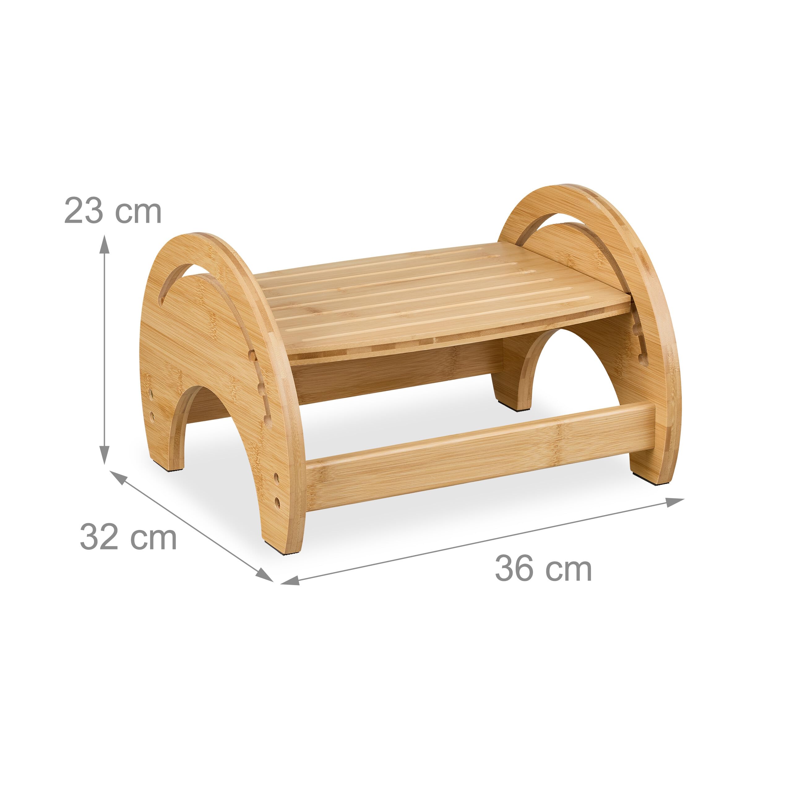 Sgabello Da WC Relaxdays In Bambù - Regolabile 3 Altezze, Pieghevole, Per Posizione Accovacciata - Foto 6