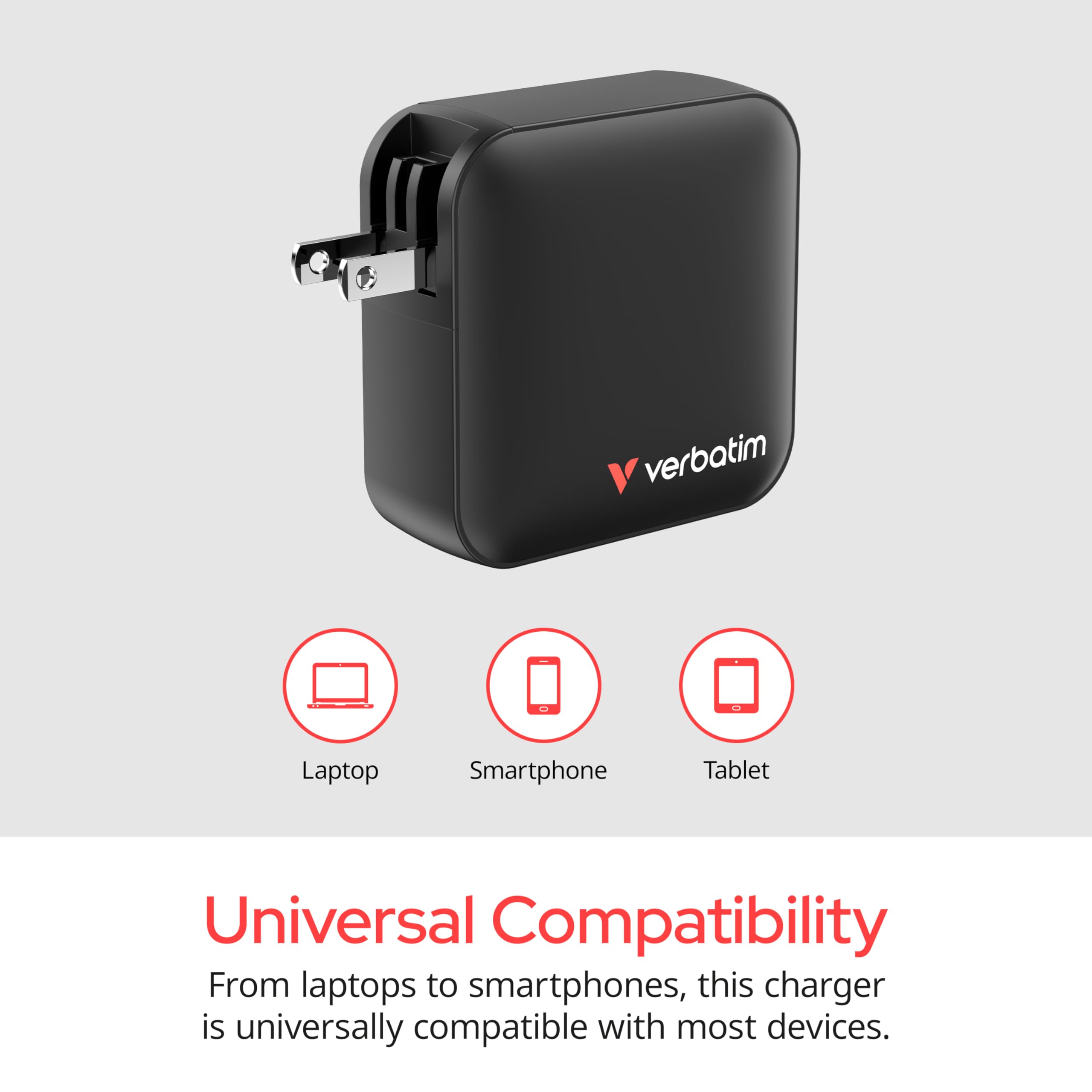 Verbatim Mini GaN Charger Adapter podróżny 165 W 1x USB-A, 3X USB-C® Power Delivery, USB PD 3.1, QC 3.0 Czarny Ładowanie